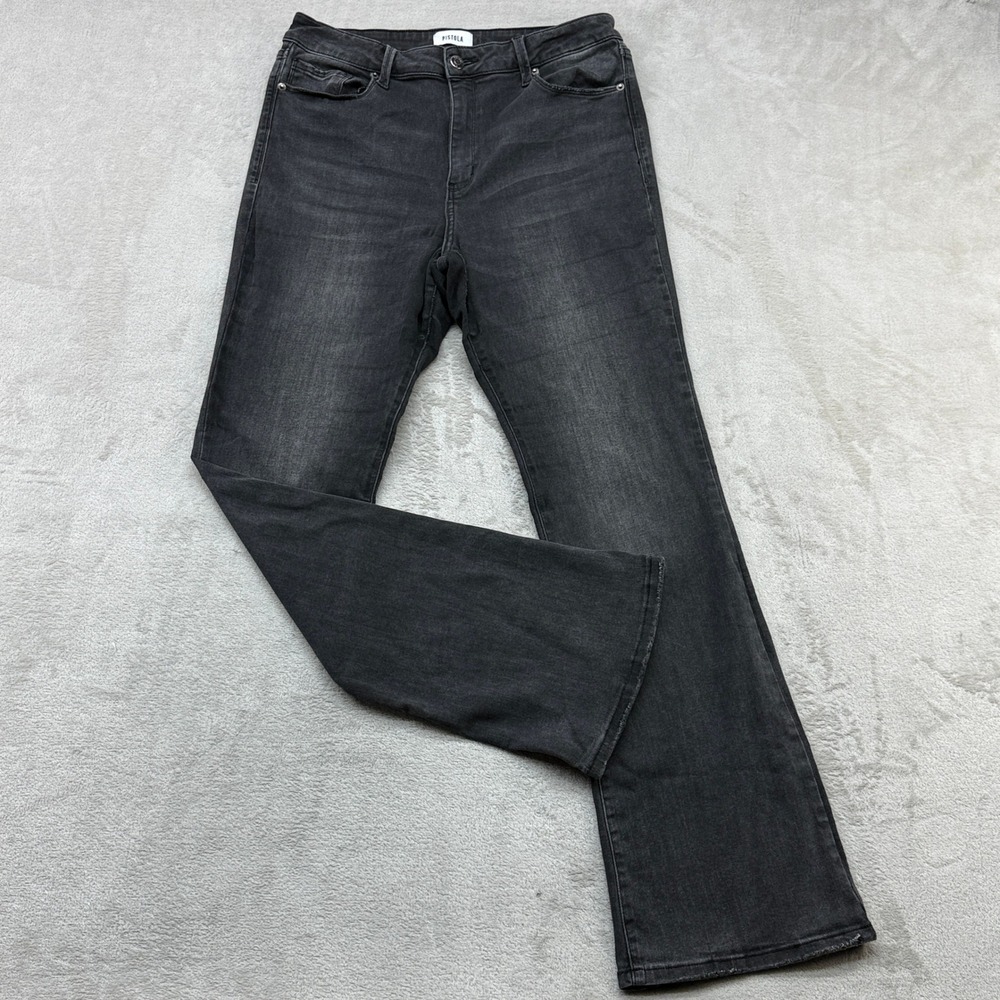 Pistola Flare Jeans Womens 30 Black High Rise Stretch 90s Y2K Grunge Edgy Denim
